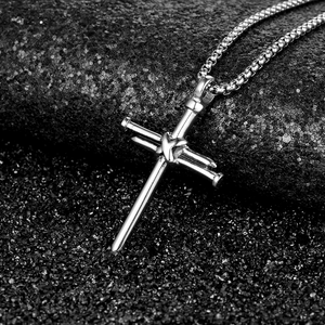 Hip Hop Stainless Steel Nail Cross Pendant Men Necklace